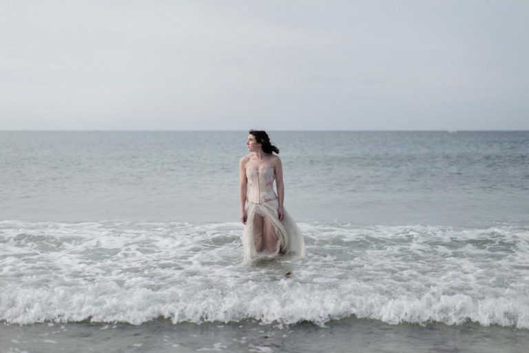 Song to the siren inspired - Windswept beach alternative wedding dress shoot by Zoe Campbell